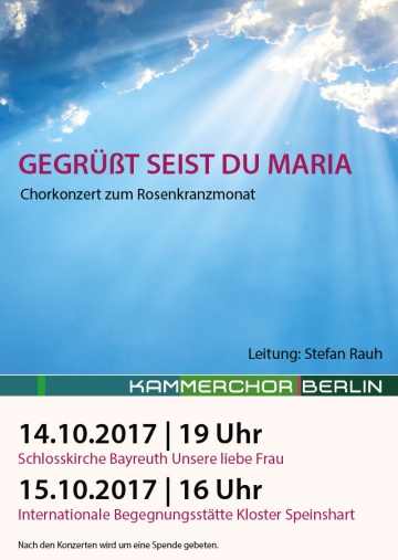 Konzert am 15.10.2017 um 16 Uhr im Kloster Speinshart